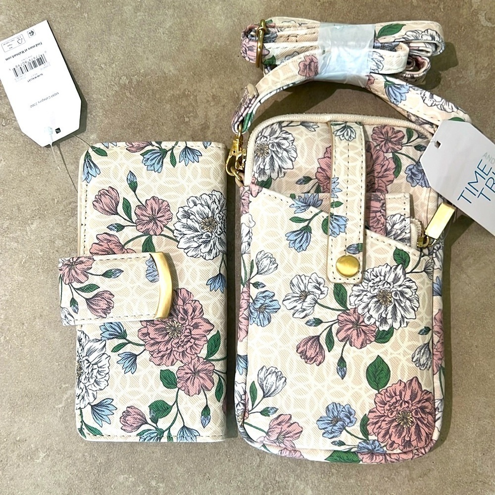 NEW Floral Design - 1 Crossbody With Small Wallet And 1 Wallet